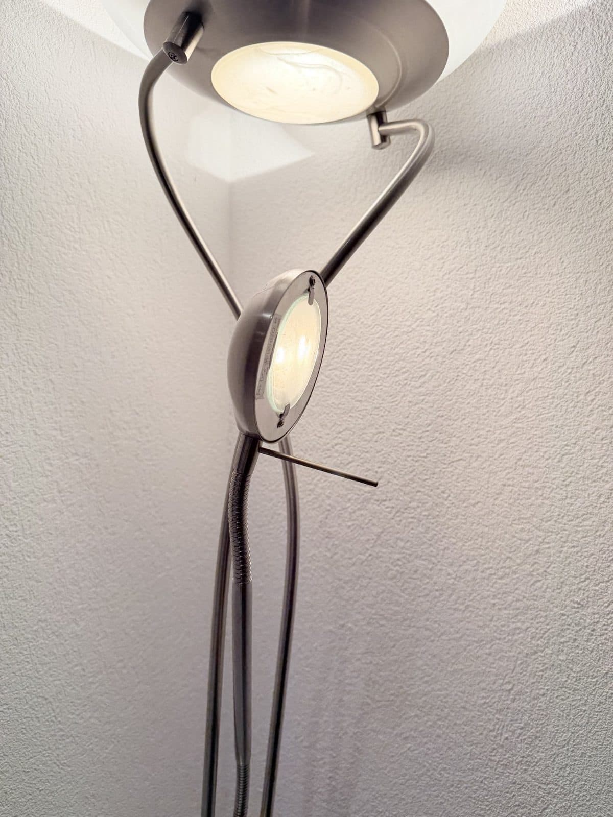 Floor lamp with adjustable reading light, brushed metal, photo 3